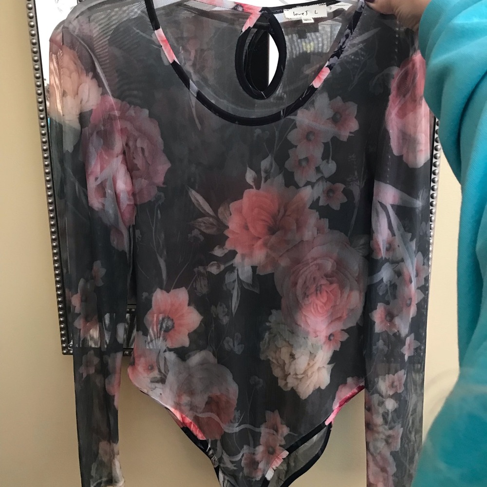 Love J sheer floral print long sleeve bodysuit - Picture 10 of 10